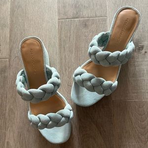 Rebecca Minkoff light blue suede platform sandals